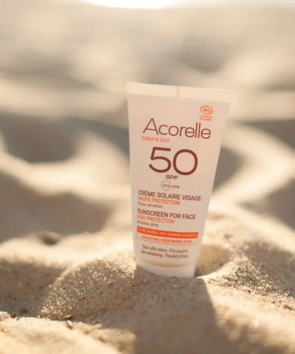 Acorelle protetor solar mineral rosto natural Fator proteção 50 -areia, praia